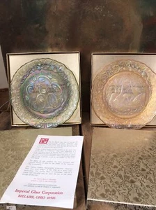 Imperial glass 12 days of christmas plates Plate 5 and 6 1974-75 Gold Ring Geese - Picture 1 of 9