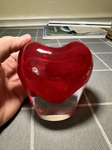 Salviati Maria Hamel Red Heart Shape Art Glass Vase Italy Italian Sommerso 1998 - Picture 1 of 7