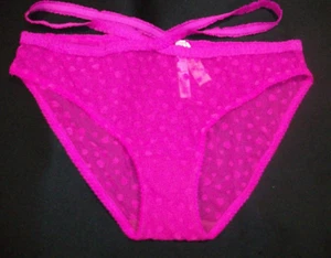 Vtg Victoria's Secret Pink Mesh String Bikini Panty L NWT - Picture 1 of 4