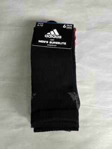 New Adidas Socks Men’s 6 Pair Black & Gray Superlite Crew Socks Casual Athletic - Picture 1 of 11