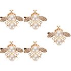 Set Of 5 Pearl Shoe Buckle Bee Decoration Clip Decorative Diamond