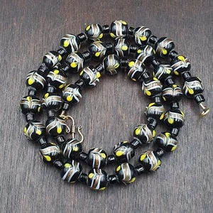 AA Vintage Venetian Style Wedding Cake Glass Beads Necklace 12mm WDK-1 - Picture 1 of 12