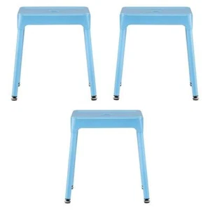 Home Square 15.5"W x 15.5"H Steel Guest Stool in Glossy Blue - Set of 3 - Picture 1 of 8