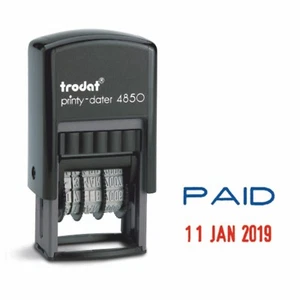 PAID DATE STAMP SELF INKING RUBBER DATER STAMP TRODAT 4850 76373 - Picture 1 of 2