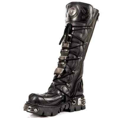 New Rock Boots Unisex Punk Gothic Stiefel - Style 161 S1 Schwarz