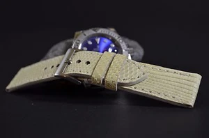 CORREA RELOJ 22 20 18 MM GENUINA PIEL LAGARTO BLANCO CREMA MA STRAP APTA ROLEX - Picture 1 of 11