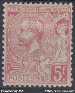MONACO : PRINCE ALBERT Ier 5F N° 20 NEUF * GOMME TRACE DE CHARNIERE - COTE 120 € - Picture 1 of 2