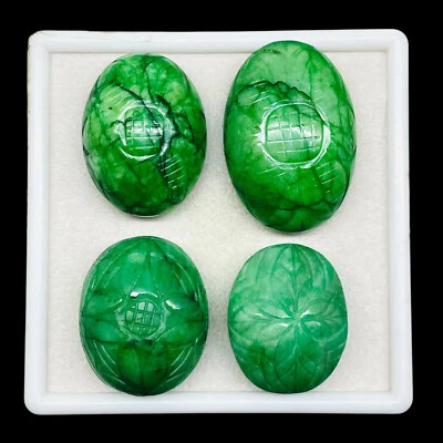 Impresionante colgante verde tamaño piedras preciosas sueltas 4 piezas esmeralda tallada natural 34-44 mm Foto 1 de 4