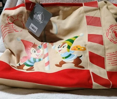 Bolso de Mano Disney Chip and Dale Holiday Lona Nuevo con Etiquetas Bolsa de Regalo de Navidad Foto 1 de 4