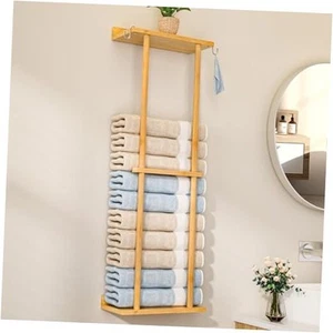 Bambus Handtuchhalter für Badezimmer mit 2 Haken, 32,7 Zoll mit Ablage Wandmontage - Bild 1 von 7