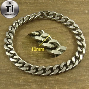 Pure Titanium 10mm thick anti-allergy Bracelet Hand Chain S snap hook XH900 - Picture 1 of 7