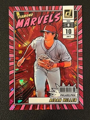 Aidan Miller 2025 Donruss Diamond Marvels Pink /99 Phillies - Image 1 of 2