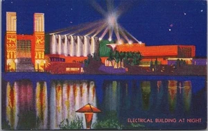 Postkarte Chicago Weltausstellung 1933 "ELECTRICAL BUILDING AT NIGHT" Farbtyp 138 - Bild 1 von 2