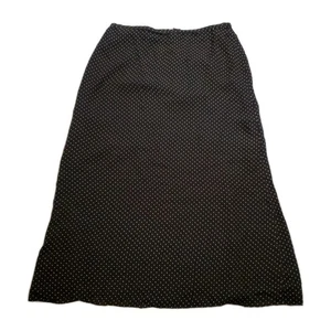 Rena Rowan 100% Silk Skirt Black With Tan Polka Dots Size 14W - Picture 1 of 8