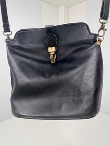 Vera Pelle Purse Genuine Soft Black Leather Made in italy Crossbody Mini bag - Picture 1 of 10