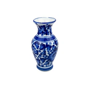Vintage Blue and White Floral Ceramic Chinoiserie Vase, Shafford? - Picture 1 of 18