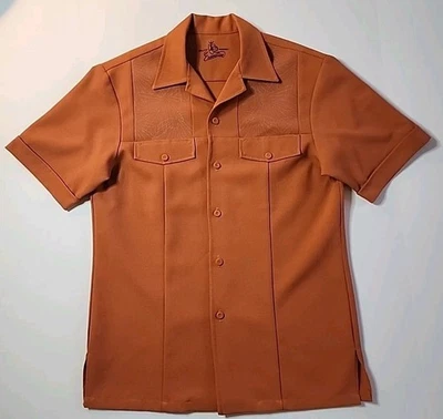 Iolani Executive Men’s Hawaiian Rust Color Shirt Medium Vintage Made in Hawaii - Image 1 of 4