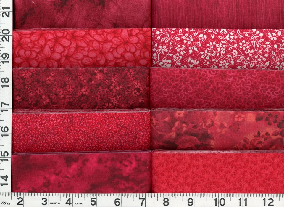 Rollo de gelatina rojo oscuro 40 - 2,5" tiras tela de acolchado y costura Foto 1 de 1