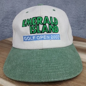 Vintage Emerald Island Hat Cap Strapback Beige Golf Open 2003 Golfer PGA Mens - Picture 1 of 8