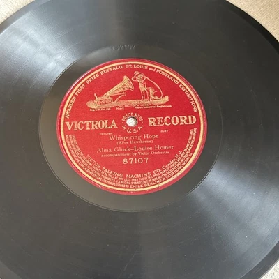 1912 Poplar Duo ALMA GLUCK- LOUISE HOMER 78 rpm VICTROLA 87107 Whispering Hope E Foto 1 de 3