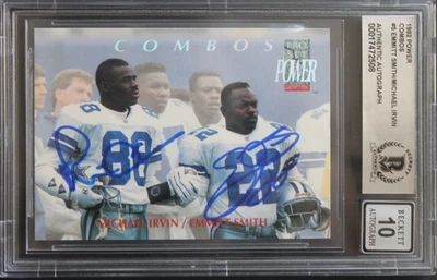 Michael Irvin Emmitt Smith Dallas Cowboys Dual Signed 1992 Power Combos BAS 10 - Image 1 of 4