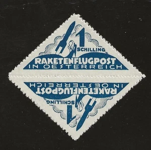 1932 AUSTRIA Schmiedl 1 Schilling rocket mail stamps - tete-beche pair - 15A1a - Picture 1 of 2