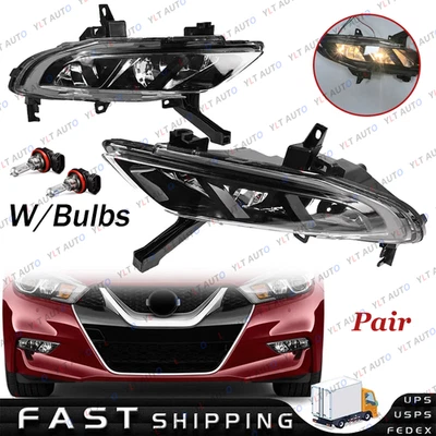 Left & Right Front Fog Light Driving Lamp W/Bulbs For 2016-2018 Nissan Maxima - Image 1 of 4