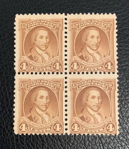 1932 US SCOTT #709 WASHINGTON LIGHT BROWN 4CENTS BLOCK OF 4 OG NH UNUSED VF #2 - Picture 1 of 4