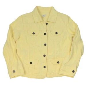J Jill Petite Women Size XSP 100% Linen Button Jacket Lightweight Butter Yellow - Picture 1 of 11
