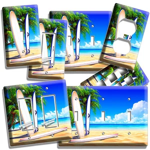 SURFBRETTER OCEAN PALMS SAND STRAND LICHTSCHALTER STECKDOSE WANDPLATTE ZIMMERDEKO - Bild 1 von 34