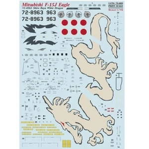 Decal airplane 1:72 F-15 Mitsubishi F-15J Eagle White Dragon Print Scale 72-466  - Picture 1 of 24