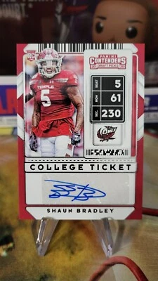 2020 Shaun Bradley Contenders Draft Auto Card Temple Owls - Image 1 of 2