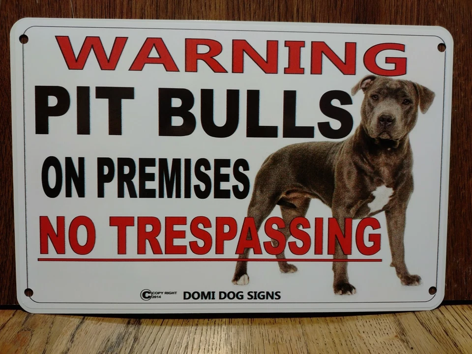 Metal Warning Pit Bulls Dog Sign For FENCE ,Beware Of Dogs 8"x12" made in USA - Image 1 of 1