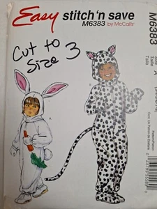 Cat Rabbit 3T 3 ONLY Costume Stitch N Save McCalls M6383 6383 Sewing Pattern Cut - Picture 1 of 5
