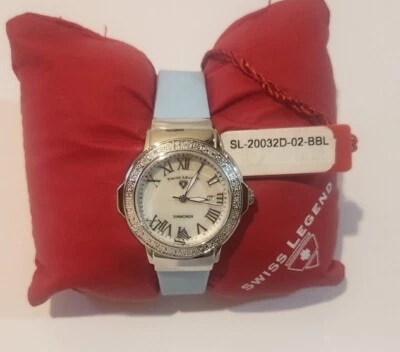 Swiss Legend 20032D-02-LPK 珍珠母表盘钻石装饰浅蓝色表带 — 第 1/4 张图片