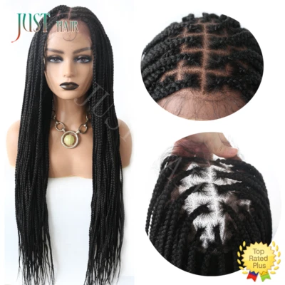 Pelucas delanteras de encaje suizo trenzadas en caja Cornrow Kanekalon fibra micro torsión cabello de bebé  Foto 1 de 4