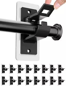 16PCS No Drill Curtain Rod Bracket, Self Adhesive Curtain Rod Holders, No Hole,  - Picture 1 of 12
