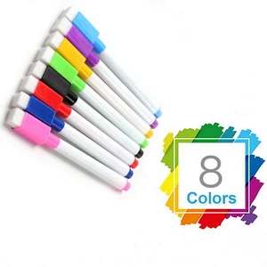 Set of 8 Colors Dry Erase Markers Pen Whiteboard Fine Tip for Fridge Boards - Picture 1 of 8