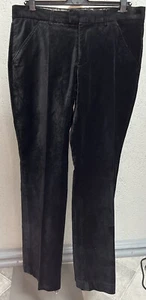 Modern Men’s 1970s Style Black Velvet Flared Trousers Cotton 35x32 M/L - Picture 1 of 7