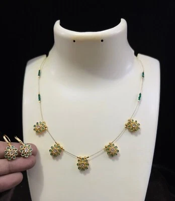 Chapado en Oro Cuatro Multicolor Collar Nupcial Pendientes Conjunto de Joyería / Regalo de Boda Foto 1 de 4