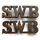 Original South Wales Borderers Regiment SWB Shoulder Title Badge PAIR