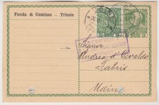 AUSTRIAN LITTORAL 1914 5h postal card up-rated TRIESTE-UDINE with KUK ZENSUR cds
