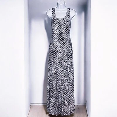 Michael Kors Sleeveless Maxi Dress Navy Blue Tie Dye Batik Jersey Print Sz Small - Image 1 of 4