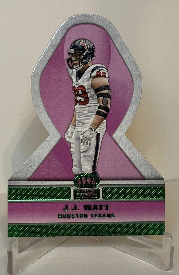 JJ WATT 2015 PANINI CROWN ROYALE BCA PINK RIBBON GREEN PARALLEL TEXANS LEGEND - Image 1 of 1