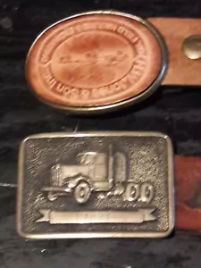 2 Vintage 1978 BTS Trucker Semi Truck High End Brass Belt Buckle Engraved Belts - Picture 1 of 7