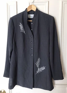 DJ Summers Jacket Blouse Size 8 Grey Embroidered Vtg - Bild 1 von 9
