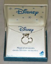 Disney Magical Moments Silver Plated Mickey Ears Necklace with Crystals NEW