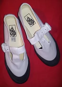 Vans Mary Jane 93 Shoes Shimmer White W/Black Cap Toe Women's Size 8 - Picture 1 of 5