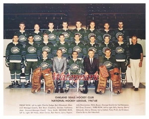 Foto inaugural del equipo Oakland Seals de la NHL 1967-68 color con nombres 8 X 10  - Imagen 1 de 1