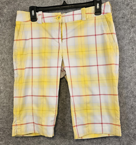 Nike Golf Bermuda Pantaloncini Donna 6 Tour Performance Dri Fit Giallo Plaid Elasticizzato